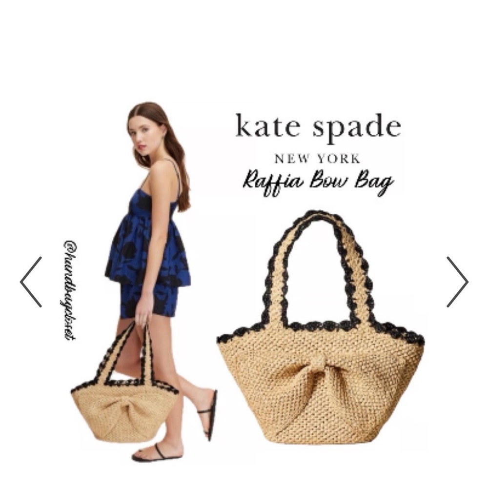 Kate Spade Tan and Black Raffia Tote
